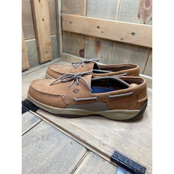US11 Sperry Top Sider Leather Intripid STS21592 2 Eye Boat Shoes Mens Tan - Picture 4 of 8